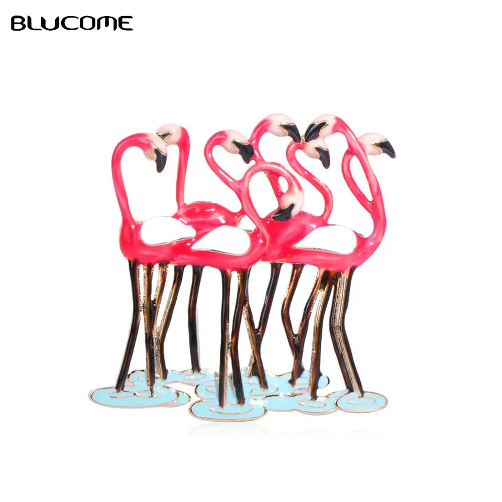 Женская Брошь в виде фламинго Blucome розовая эмалированная брошь форме Подарочный