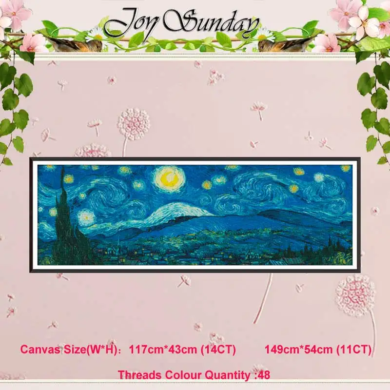 

Starry night panorama counted 11CT 14CT Cross Stitch Set Wholesale DIY Cross-stitch Kit Embroidery Needlework Home Decor