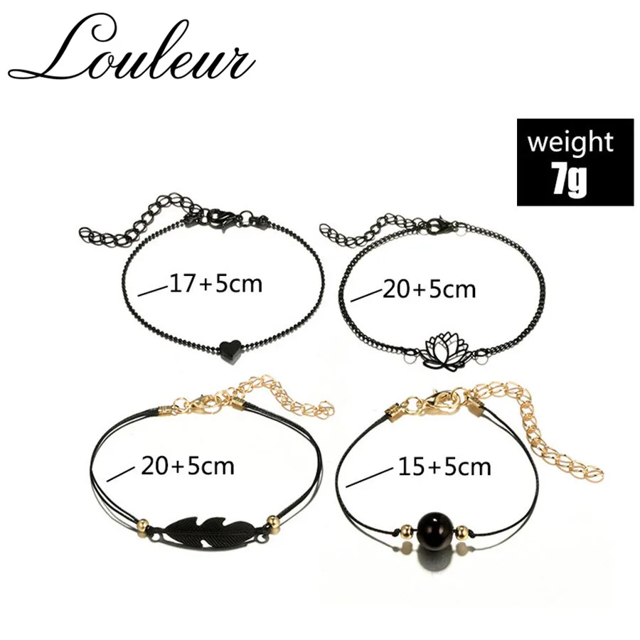 Louleur 4 шт./компл. Модный богемный браслет с узлом в форме листа цепочка шармом