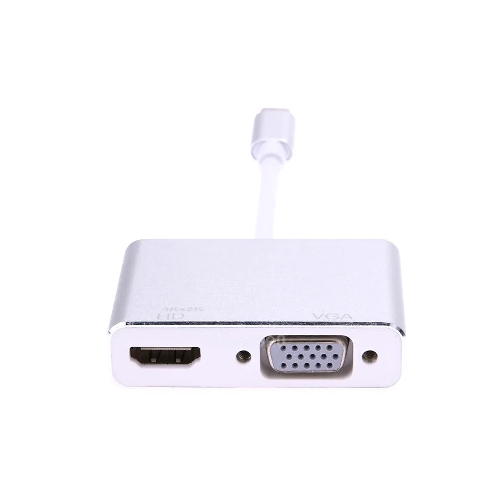 USB C к HDMI VGA 2 в 1 3 Тип 4K конвертер UHD адаптер двойной экран дисплей для 2017/2016 MacBook l126 #2|