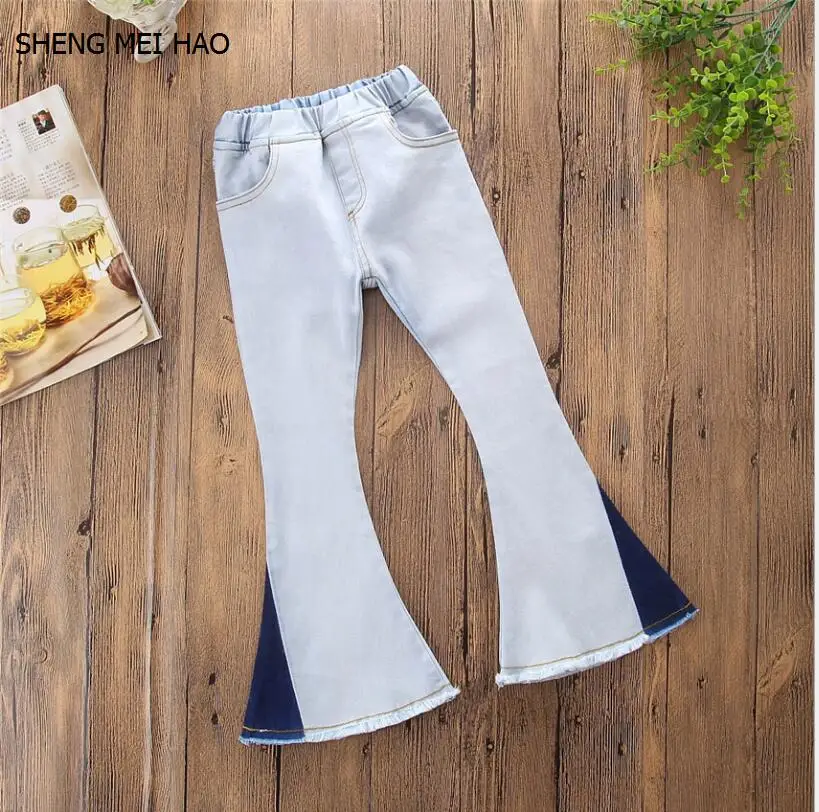 Новинка 2018 года джинсовые расклешенные штаны для девочек детская одежда весенне