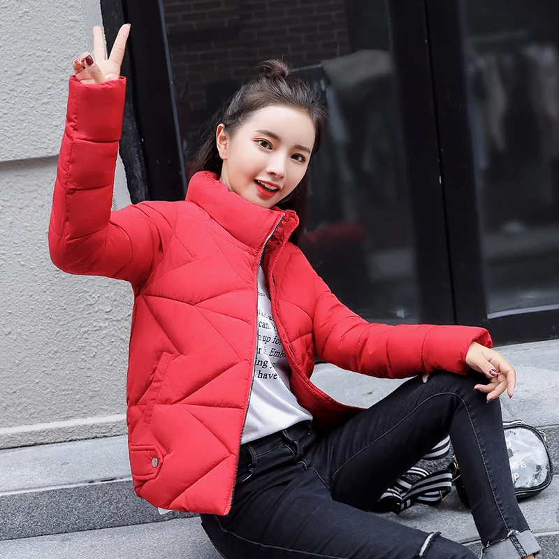 Winter Jackets Women 2018 Warm Coats Mandarin Collar Down Cotton Parkas Slim Female Short outerwear | Женская одежда