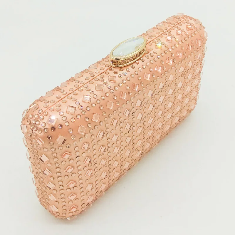 Boutique De FGG розовый клатч с кристаллами цвета шампанского, вечерняя сумочка, женские свадебные сумочки с бриллиантами, сумка для невесты