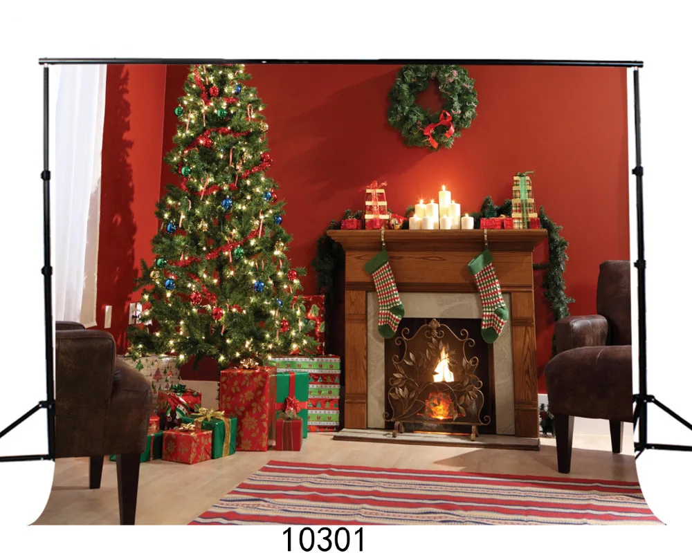 

Background for Photos Christmas Fireplace 7X5ft Computer Printed Vinyl Photography Backdrop Photocall for Party Children Baby