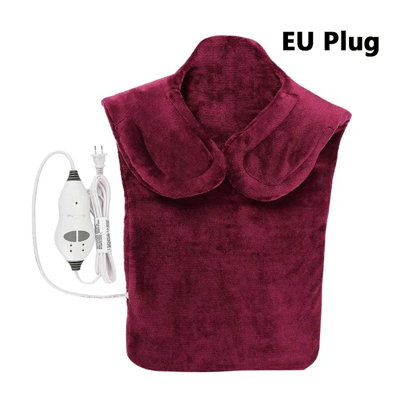 EU with Purple Red Фланель здоровья рельеф Обёрточная бумага шеи, плеч мышцы стелька для снятия боли удлиненные массируя лента термическая бытовой массажер вечерние подарок - Цвет: EU with Purple Red