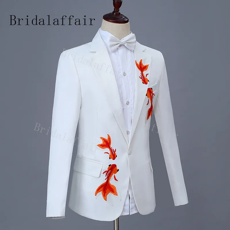 Bridalaffair двойные красные костюмы с аппликацией в виде кальмара белые для мужчин
