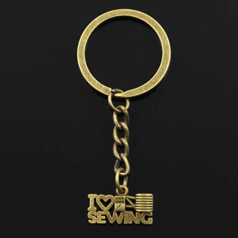 Fashion Keychain 20x12mm I Love Sewing Pendants DIY Men Jewelry Car Key Chain Ring Holder Souvenir For Gift |