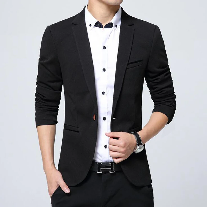 

Spring Style Men Blazer Brand High Quality Cotton Slim Fit Fashion Men Suit Single Button Blazers For Men Plus Size