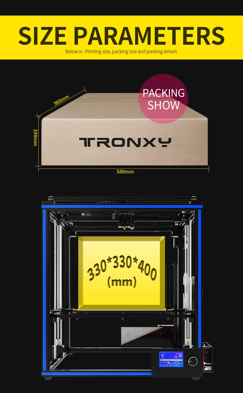 Tronxy большой размер печати области 3D принтер X5S DIY наборы алюминиевый профиль печать 12864 ЖК-контроллер Боуден экструдер большая нагревательная пластина