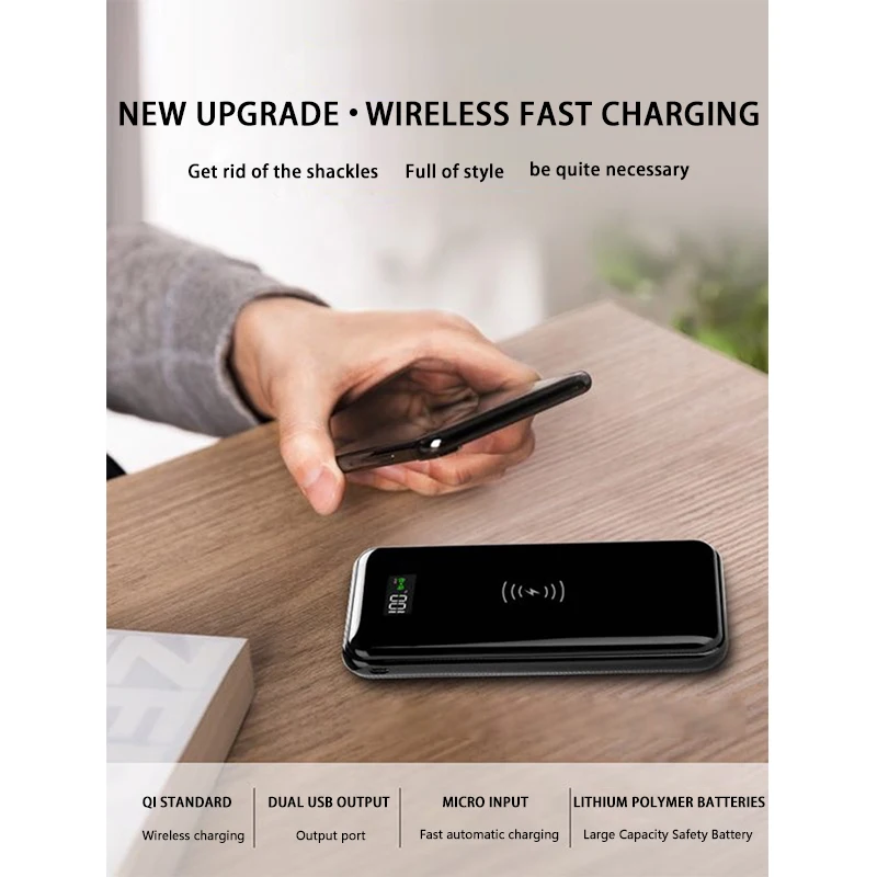 NOHON Беспроводная Быстрая зарядка Dual USB Power Bank зарядное устройство для iPhone Huawei Xiaomi