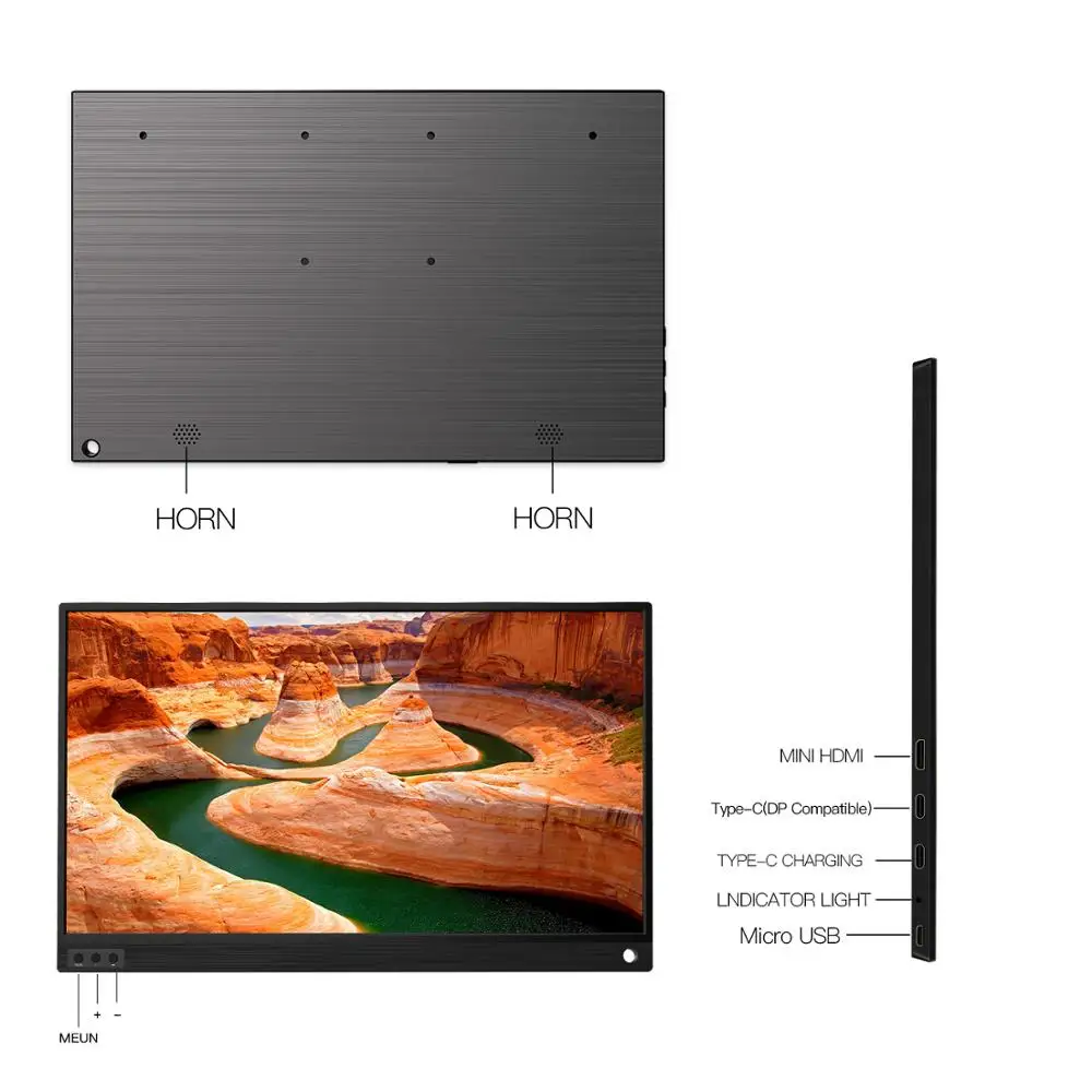 Портативный монитор 15 6 дюймов Full HD 1080 ips USB C портативный Встроенные двойные