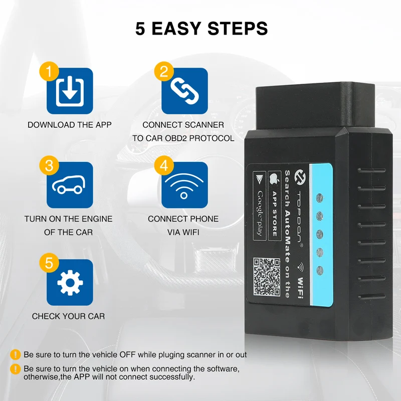 TOPDON 327 V1.5 чип PIC18F25K80 Супер Мини ELM327 OBD2 разъем OBDII EOBD ELM327 сканер Wi-Fi автоматическая проверка двигателя автомобиля