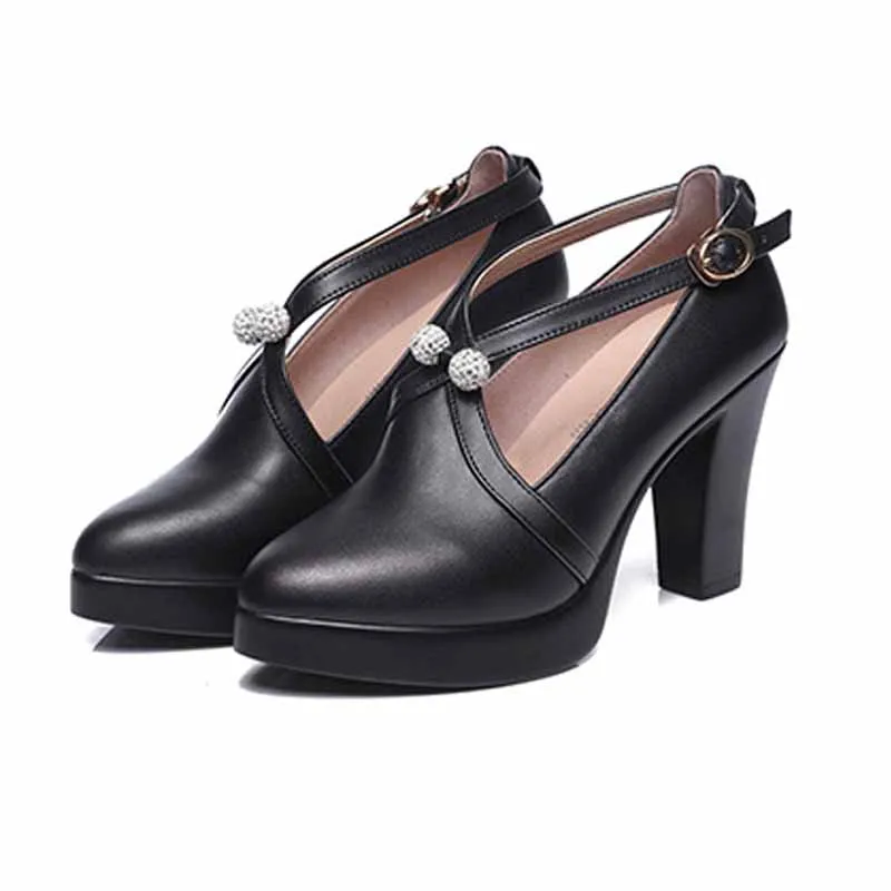 Женские туфли на очень высоком каблуке с острым носком со стразами|shoes pumps|black court