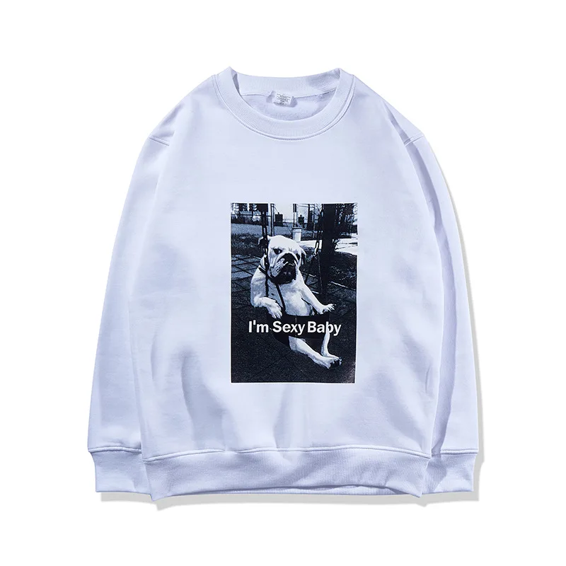 Passion Bulldog Printed Male Pullover Sweatshirt Hip Hop Elastic Cuff Hoodies Thick Swag Mens High Street | Мужская одежда