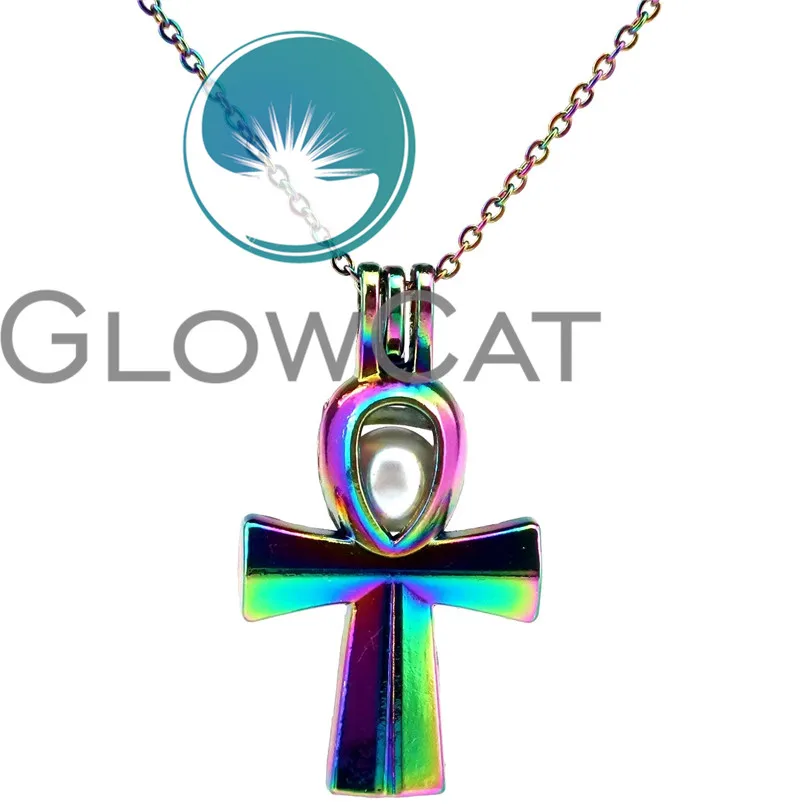 C677 красочные Anka Cross Life Symbol камень Бусины клетка духи эфирное масло диффузор