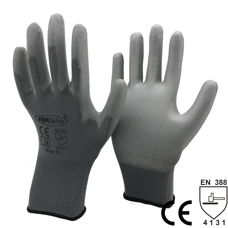 Рабочие перчатки NM из ПУ кожи с покрытием ладонью 12 пар|nylon work gloves|work gloveswork gloves
