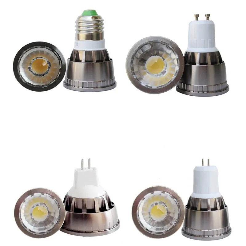 Супер яркая лампочка с регулируемой яркостью переменного тока 110V 220V GU10 5 Вт 7 Вт 10 Вт светодиодный COB Точечный светильник лампы MR16 GU5.3 GU10 E14 E26 E27 B22 светодиодный потолочный светильник