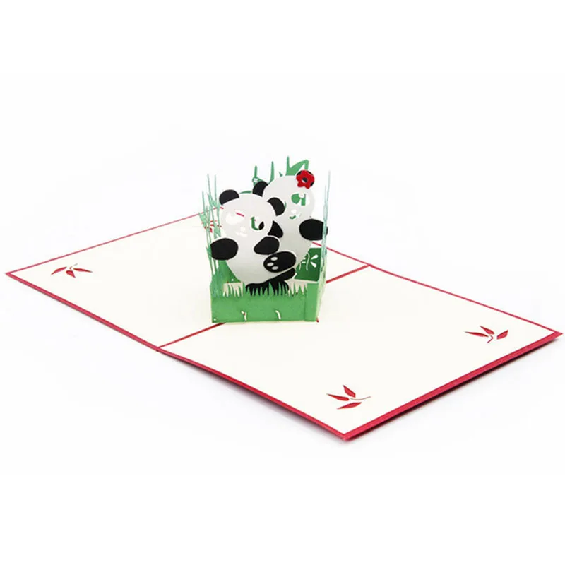 3D всплывающие поздравительные открытки ручной работы панда символ мира дружбы