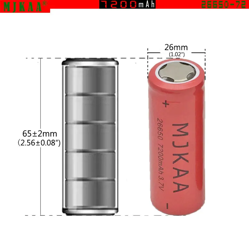 MJKAA 3,7 V 26650 7200mAh перезаряжаемый аккумулятор большой емкости литий-ионный светодиодный фонарик