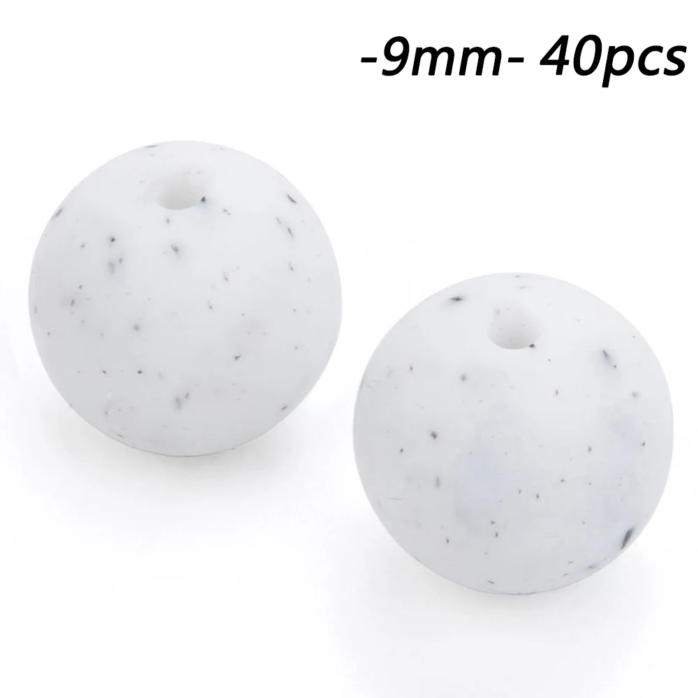 gritty 9 мм круглые силиконовые бусы BPA 40 шт. соска зажим цепи аксессуары уход за ребенком прорезывание зубов игрушки для малышей ожерелье DIY - Цвет: gritty