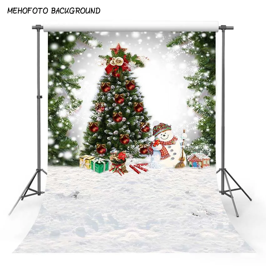 Mehofond Рождественская елка фон снежинка снеговик подарок деревянный пол детский
