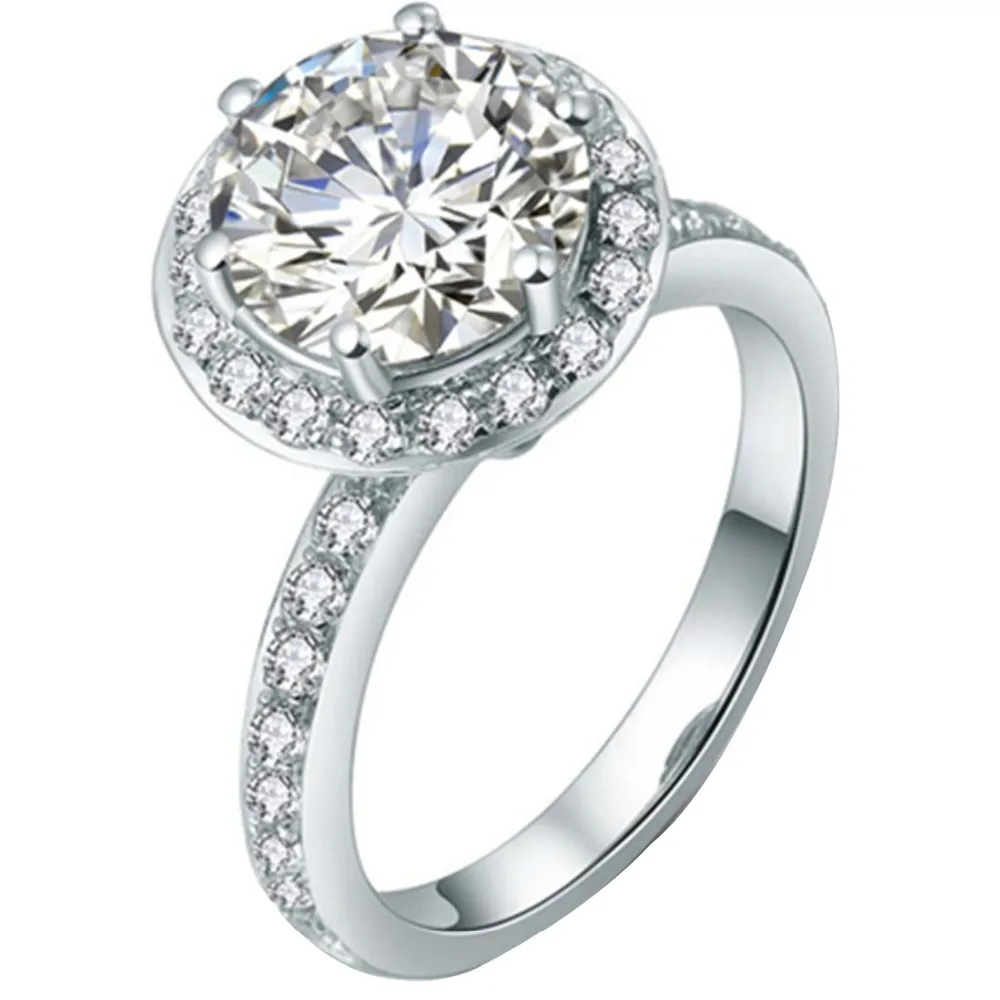 

Moissanite кольцо с положительным 3CT обручение Halo стиль Брендовое качественное кольцо из стерлингового серебра ювелирные изделия Moissanite кольцо д...