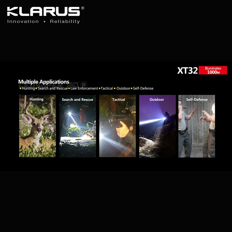 New Arrival KLARUS XT32 CREE XP-L HI V3 LED 1200 Lumens Flashlight Tactical Hunting Searchlight with 1000-meter Ultra Long-Range |