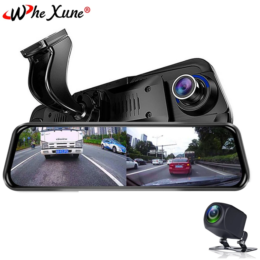 WHEXUNE 4G потоковая FHD 1080P Android автомобильный видеорегистратор Специальное 1" Сенсорное зеркало заднего вида двойная тире камера ADAS WiFi gps регистратор dvrs