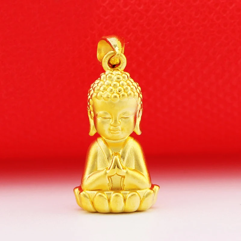 

New 24K Yellow Gold Pendant 999 3D Yellow Gold Buddha Necklace Pendant