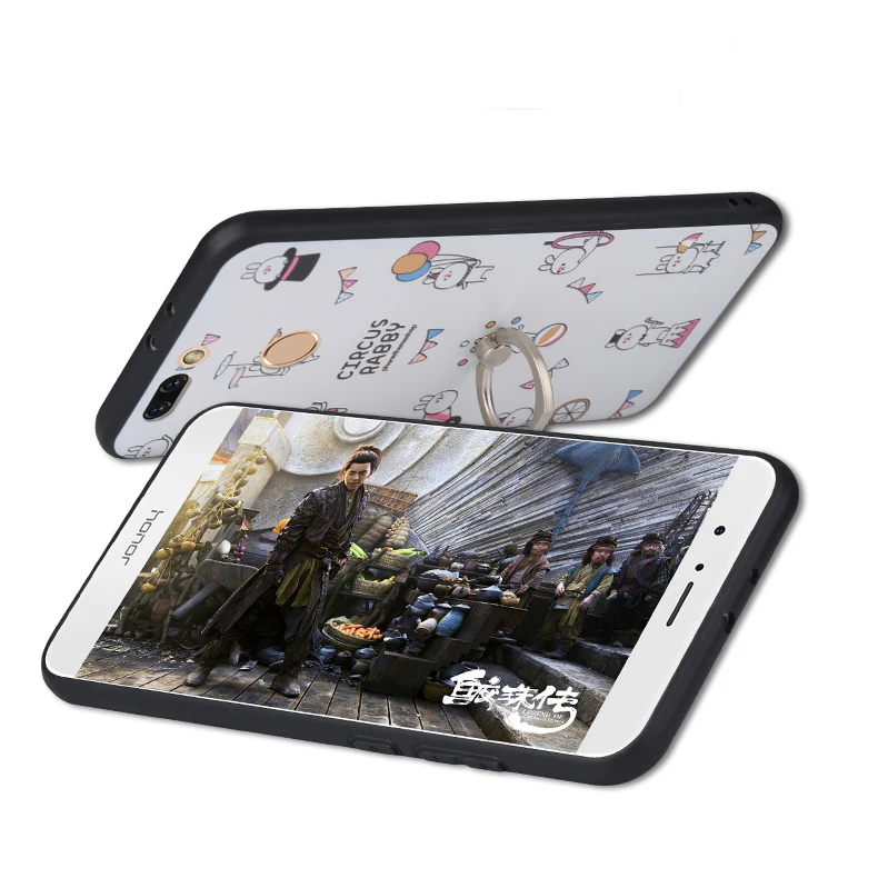 Ipngve 3D рельефная печать Мягкие TPU + PC жесткий чехол для Huawei Honor V9 с кольцом держатель
