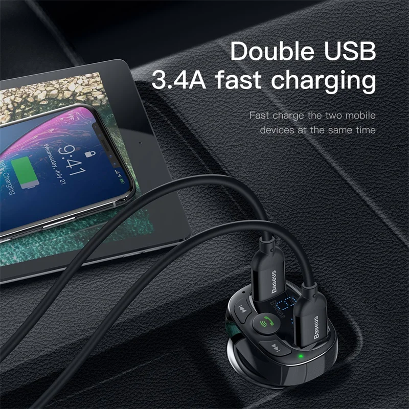 Автомобильное зарядное устройство Baseus Quick Charge 3 0 с двумя usb-портами 5V3A QC3.0 быстрое