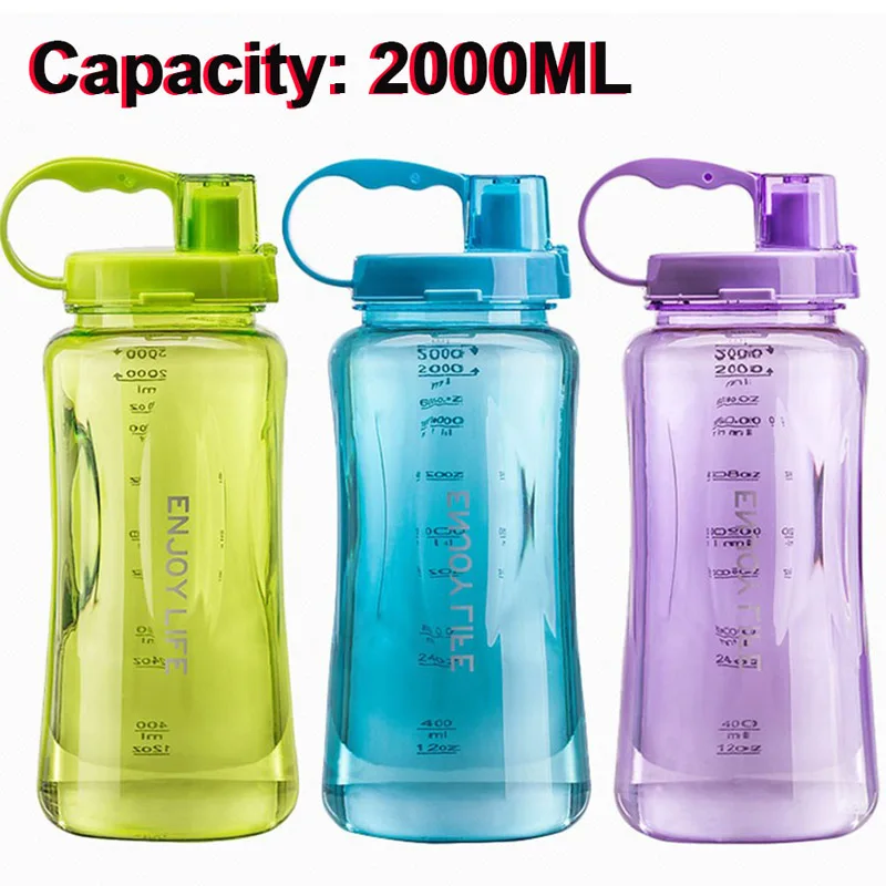 Лидер продаж Большая пластиковая бутылка для воды объемом 2 л занятий спортом на