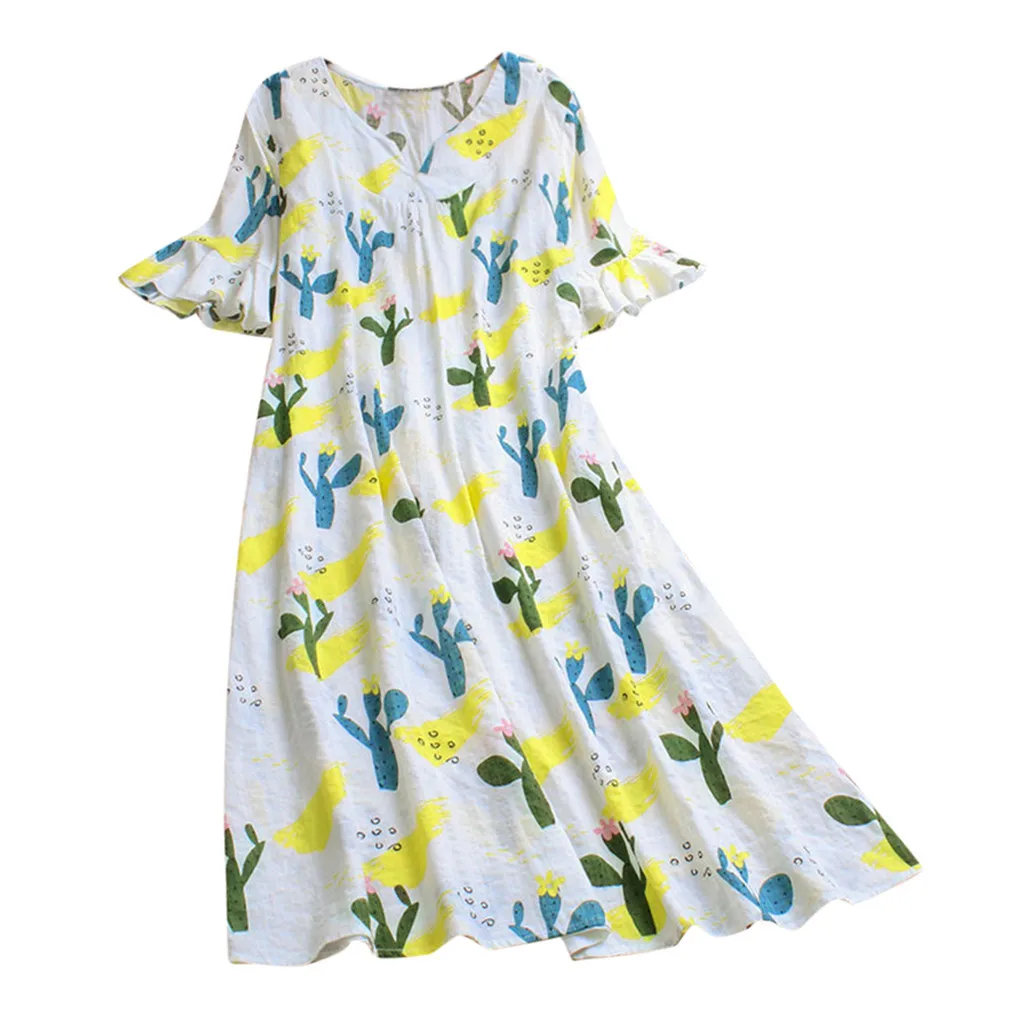 Женское пляжное платье в стиле бохо JAYCOSIN богемном с расклешенными рукавами и v