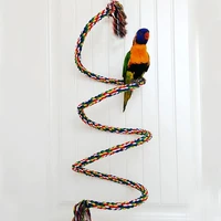 1m1 5m2m parrot bird toys twisted colorful cotton rope bird climbing toy standing rope bell bird cage decoration parrot toy
