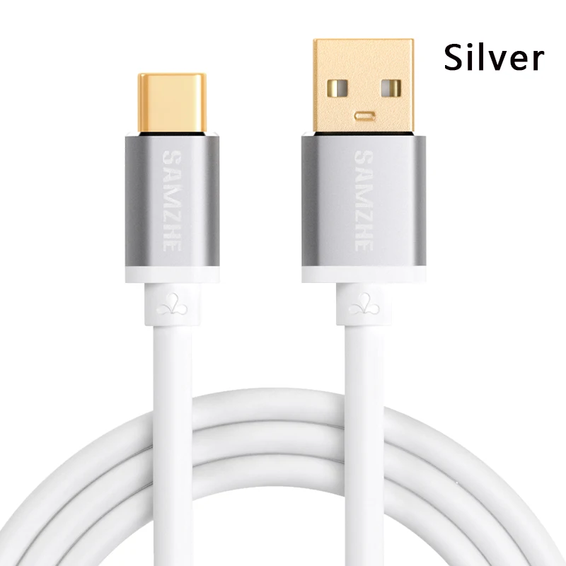 SAMZHE USB2.0 Тип usb C зарядный кабель для мобильного телефона 5В 2A USB C зарядный кабель для передачи данных для Xiaomi samsung huawei 0,25 м/0,5 м/1 м/1,5 м/2 м - Цвет: Серебристый