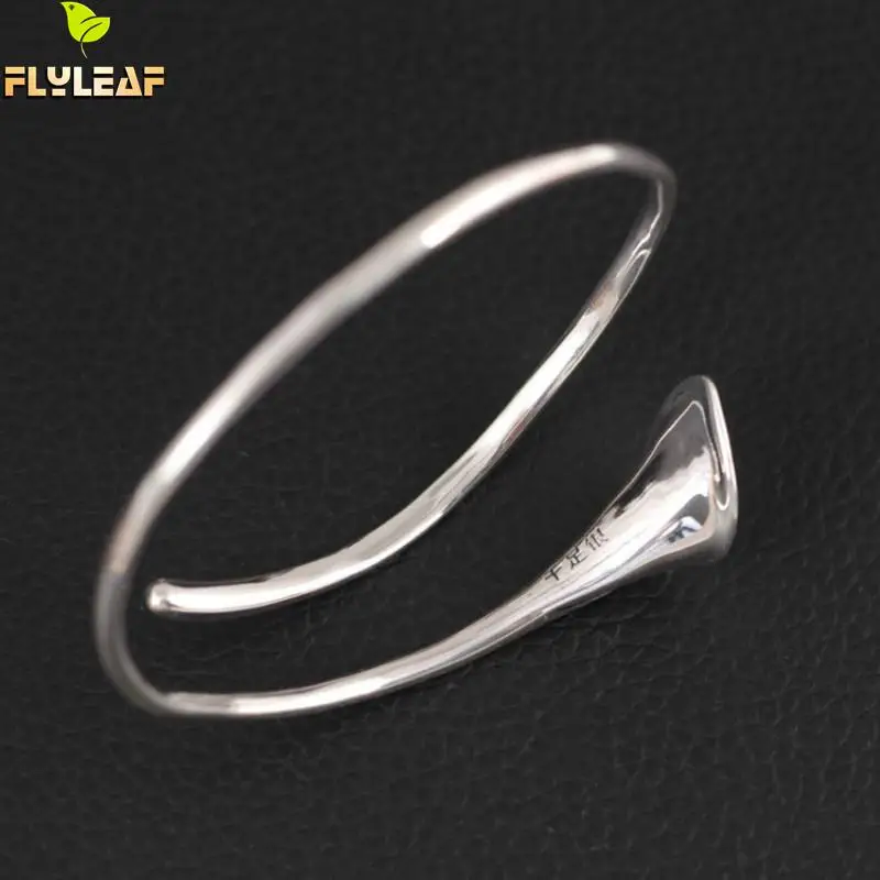 Женский Открытый браслет Flyleaf винтажный из стерлингового серебра 999 пробы с