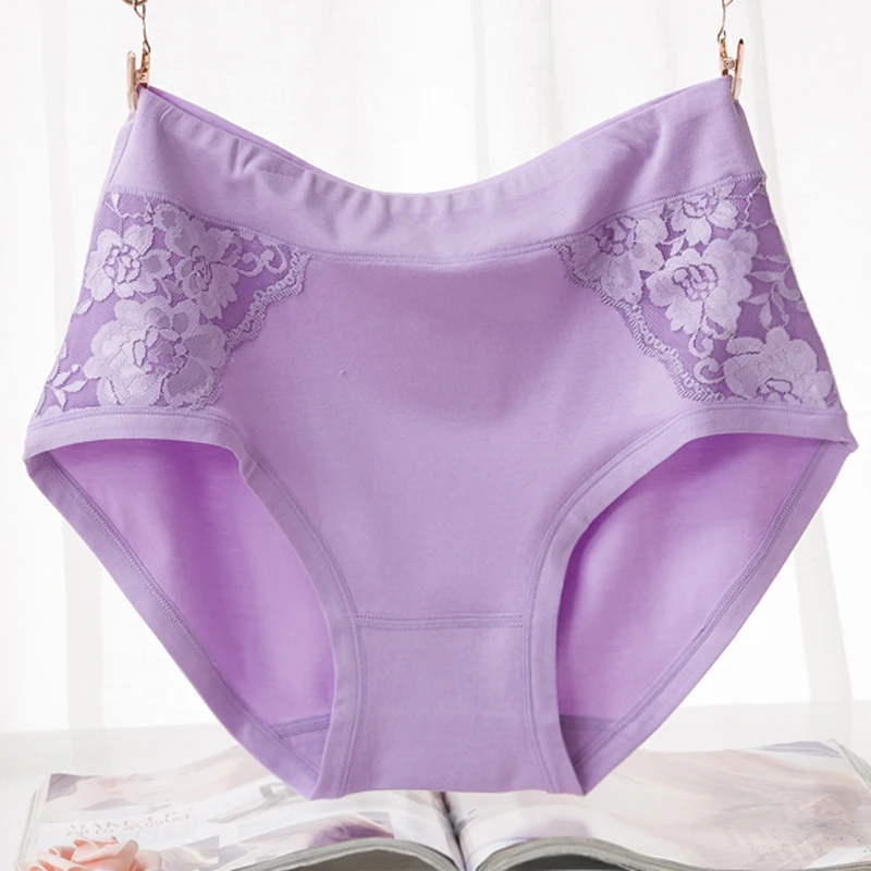 

3pcs2017 new fashion bamboo fibre plus size lace panties seamless panty women big size briefs high waist ladies' underwear modal