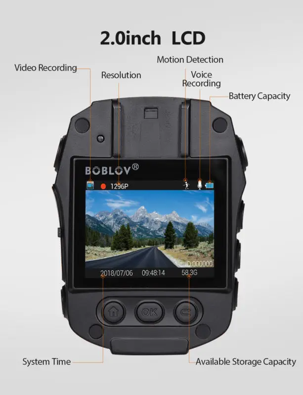 Полицейская камера BOBLOV PD50 HD 1296P с ИК ночным видением карманная полицейская 32 ГБ