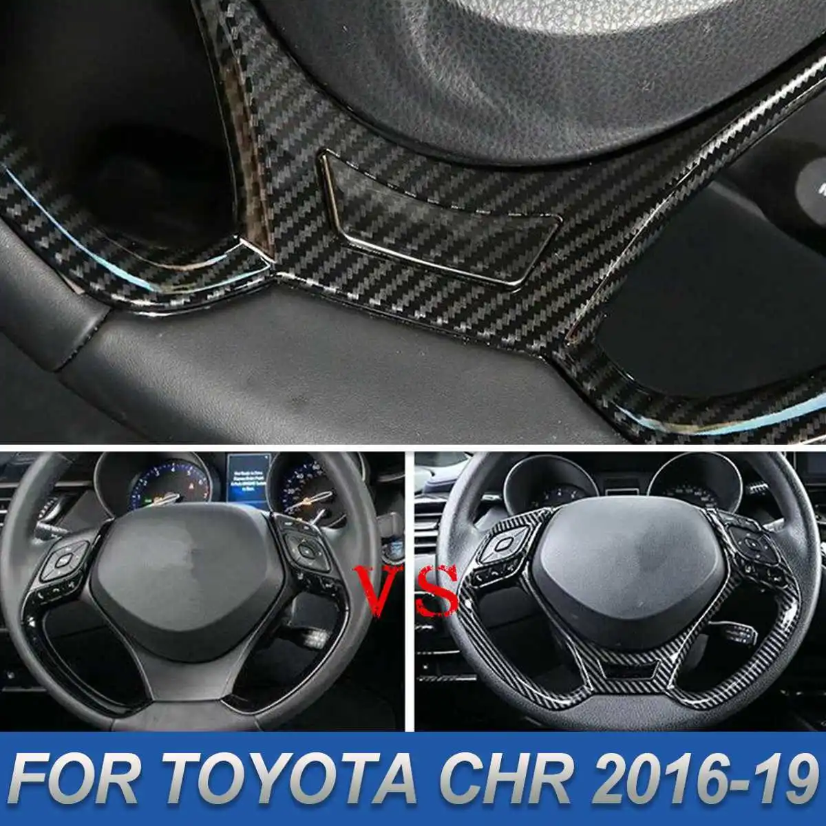 Внутренняя отделка рулевого колеса из углеродного волокна для Тойота C-HR CHR- Автомобильный интерьер руль кнопка Отделка Декор