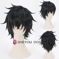 anime the rising of the shield hero naofumi iwatani short black heat resistant hair cosplay costume wig wig cap