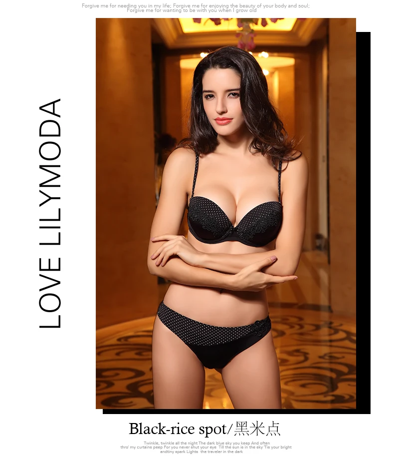 Lilymoda, сексуальный женский бюстгальтер, набор, Ретро стиль, узор в горошек, Цветочная вышивка, нижнее белье, пуш-ап, бюстгальтер, бесшовные трусики, удобные