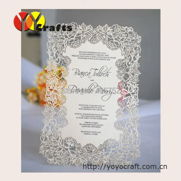 Свадебные пригласительные открытки с лазерной резкой INC34 Rose|menu card|menu cards weddingmenu