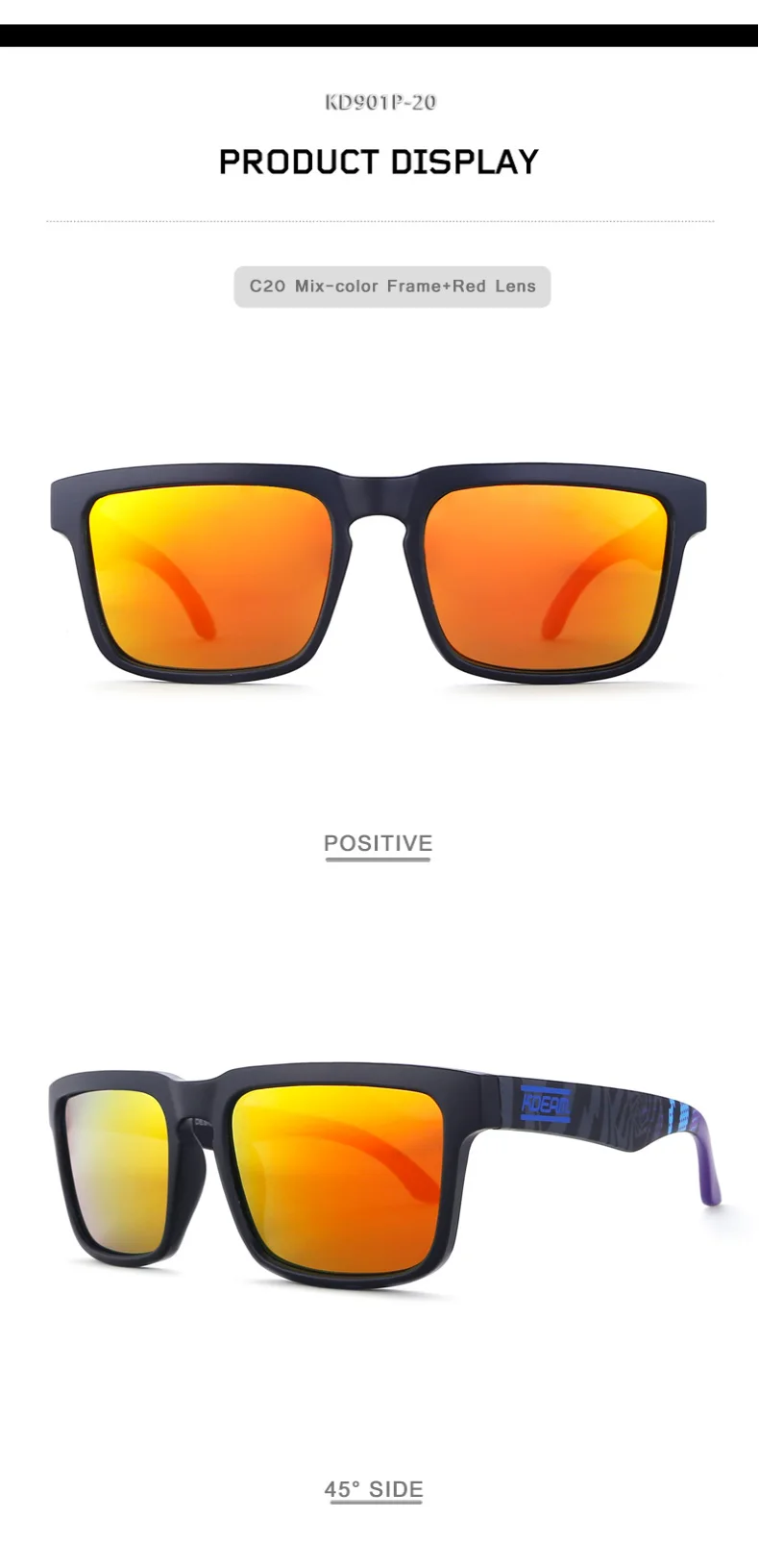 KDEAM Sports Style Polarized Sunglasses Men Fashion Outdoor Sun Glasses High Quality Polaroid Lens Goggles Male UV400 Gafas RX61
