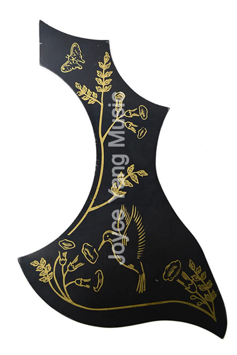 

4pcs Black Hummingbird Flower Decoration GB Style Acoustic Guitar Pickguard Black Peel and Stick Adhesive Back