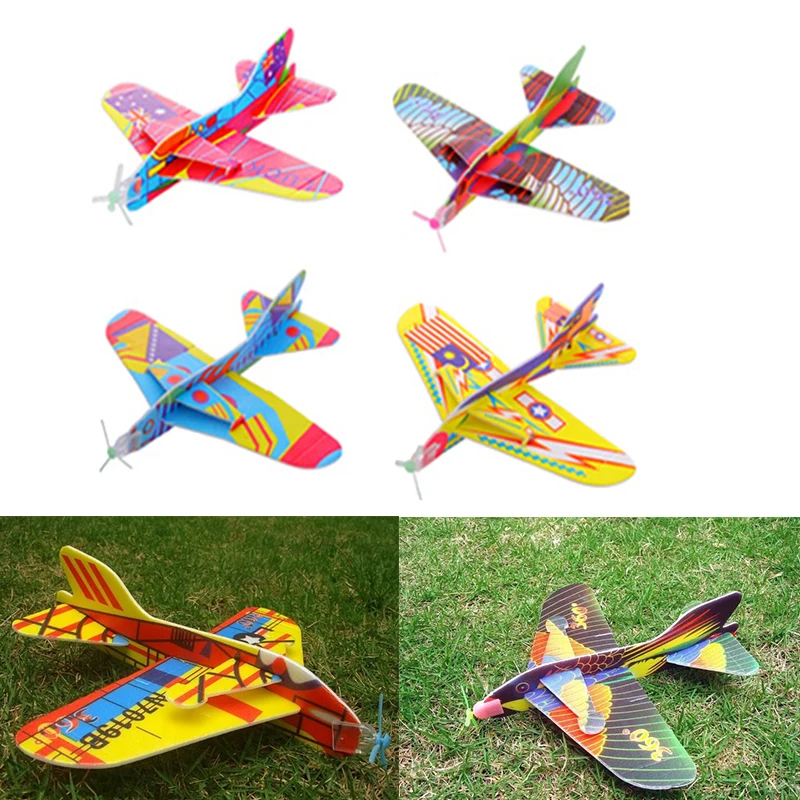 

Creative Kids Toy Magic Roundabout Combat Aircraft Foam Paper Airplane Model Hand Throw Flying Glider Planes Toys For Children