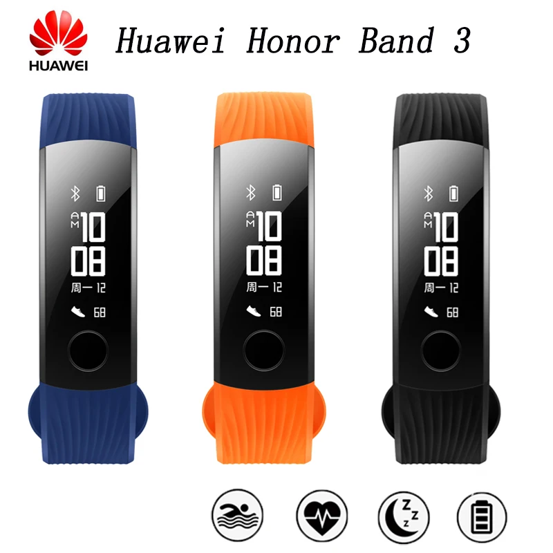 100% Оригинальный huawei Honor Band 3 Смарт браслет Swimmable 5ATM OLED сенсорный экран монитор