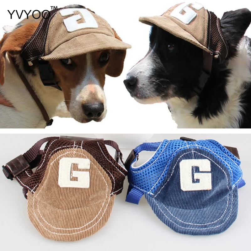 YVYOO Pet clothing accessories Fashion Dog Caps Handsome Baseball caps Outdoor sports Breathable Corduroy Hats 2 Color | Дом и сад - Фото №1