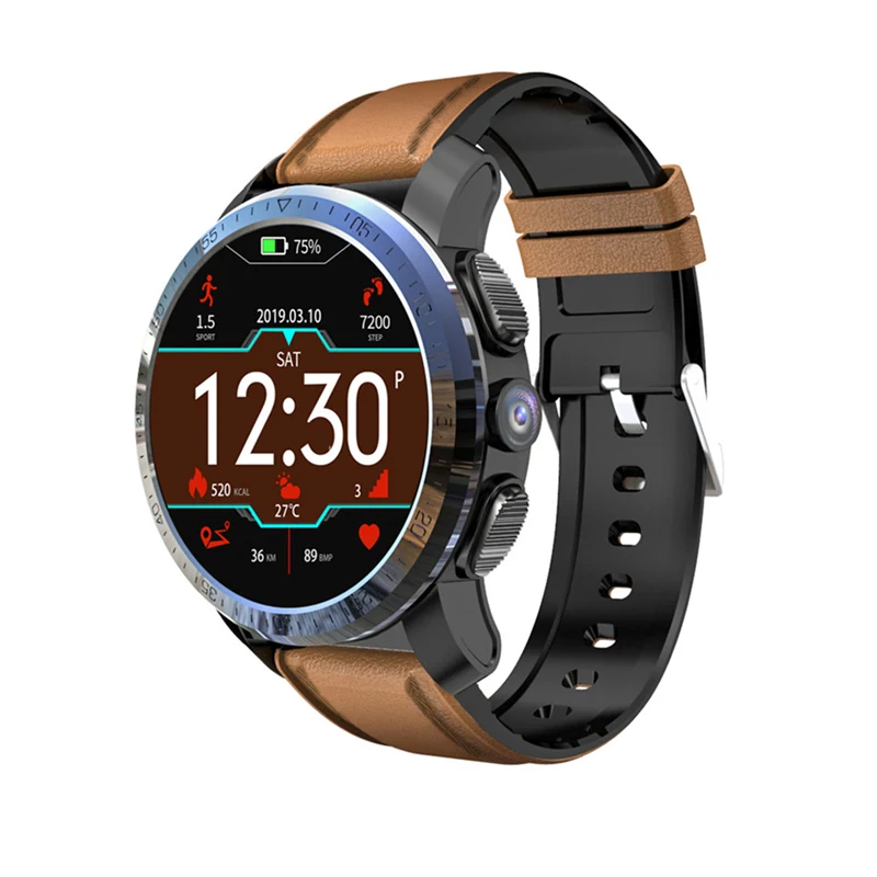 KOSPET Optimus Pro 4G Смарт-часы мужские Android7.1.1 3 ГБ 32 ГБ 800 мАч батарея 8.0MP IP67 водонепроницаемые двойные системы Smartwatch телефон - Цвет: Brown silicone strap