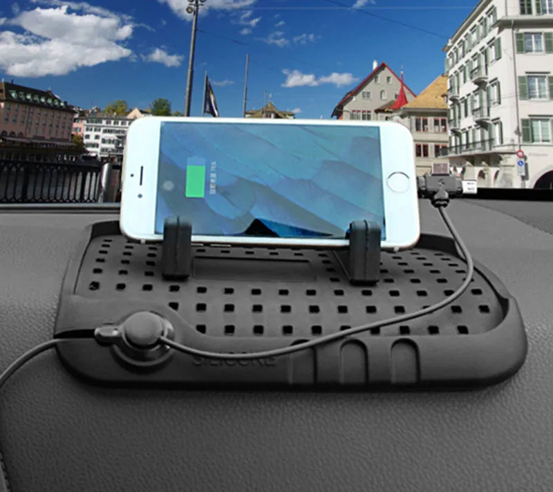 Магнитный Противоскользящий коврик из силикагеля для автомобиля с USB навигацией