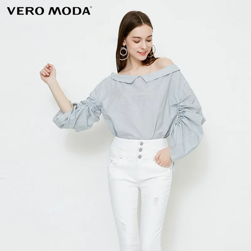 Vero Moda женская рубашка свободного кроя в полоску с 3/4 рукавами | 318231529